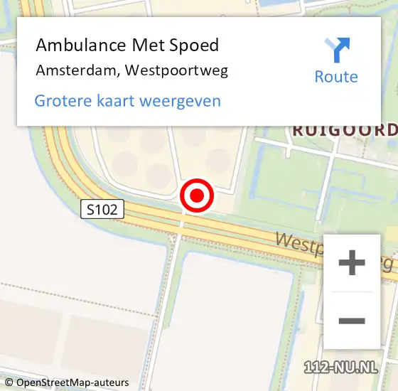 Locatie op kaart van de 112 melding: Ambulance Met Spoed Naar Amsterdam, Westpoortweg op 12 december 2023 17:40