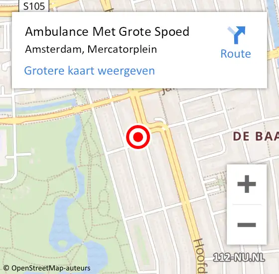 Locatie op kaart van de 112 melding: Ambulance Met Grote Spoed Naar Amsterdam, Mercatorplein op 12 december 2023 17:51