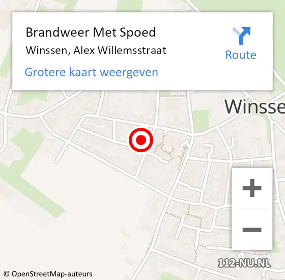 Locatie op kaart van de 112 melding: Brandweer Met Spoed Naar Winssen, Alex Willemsstraat op 12 december 2023 18:13