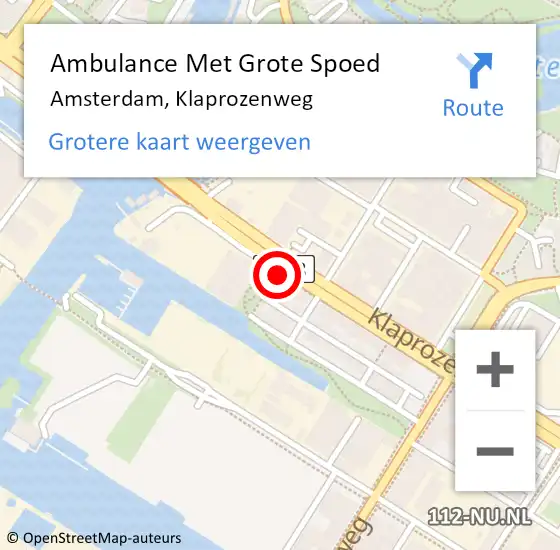 Locatie op kaart van de 112 melding: Ambulance Met Grote Spoed Naar Amsterdam, Klaprozenweg op 12 december 2023 18:48
