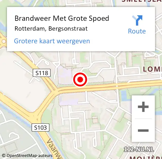 Locatie op kaart van de 112 melding: Brandweer Met Grote Spoed Naar Rotterdam, Bergsonstraat op 12 december 2023 19:52
