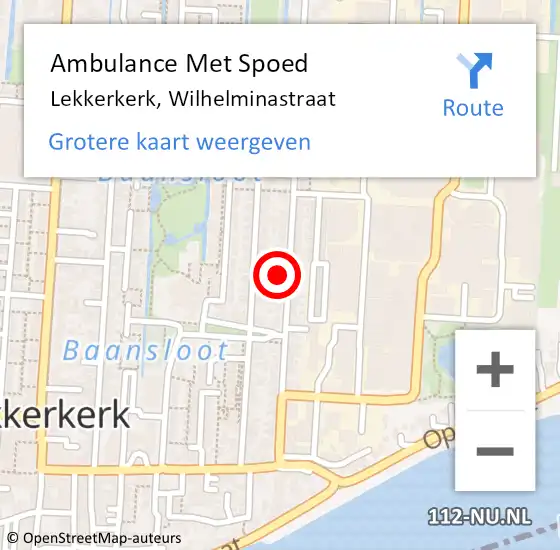 Locatie op kaart van de 112 melding: Ambulance Met Spoed Naar Lekkerkerk, Wilhelminastraat op 12 december 2023 20:14