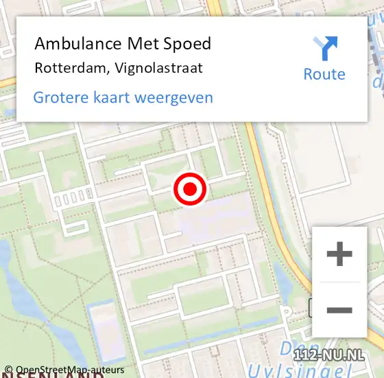 Locatie op kaart van de 112 melding: Ambulance Met Spoed Naar Rotterdam, Vignolastraat op 13 december 2023 00:21
