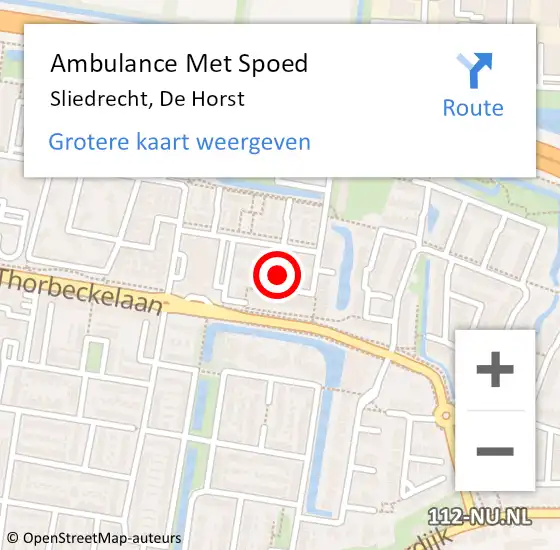 Locatie op kaart van de 112 melding: Ambulance Met Spoed Naar Sliedrecht, De Horst op 13 december 2023 05:14