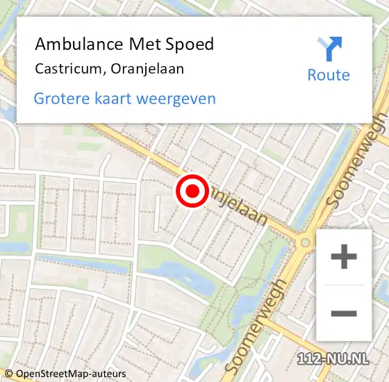Locatie op kaart van de 112 melding: Ambulance Met Spoed Naar Castricum, Oranjelaan op 13 december 2023 05:57