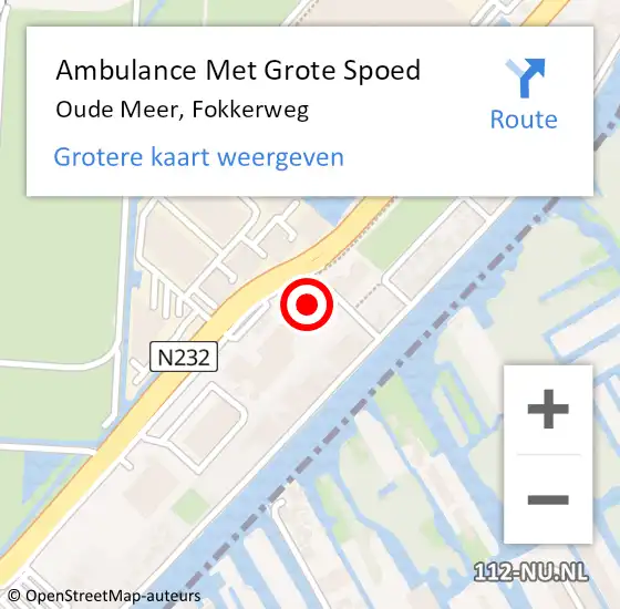 Locatie op kaart van de 112 melding: Ambulance Met Grote Spoed Naar Oude Meer, Fokkerweg op 13 december 2023 06:17