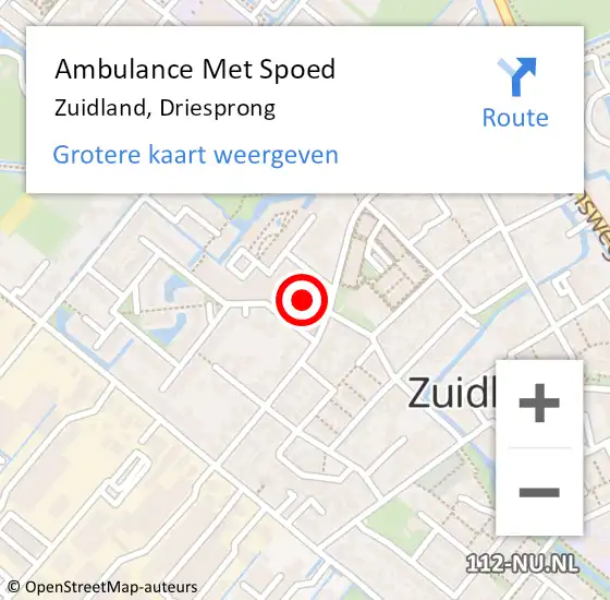 Locatie op kaart van de 112 melding: Ambulance Met Spoed Naar Zuidland, Driesprong op 13 december 2023 06:57