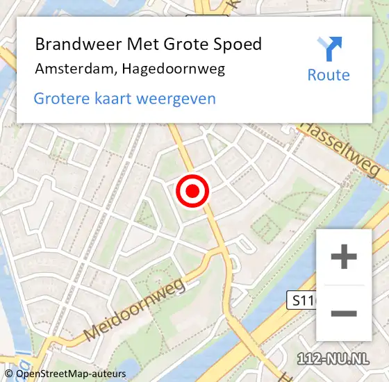 Locatie op kaart van de 112 melding: Brandweer Met Grote Spoed Naar Amsterdam, Hagedoornweg op 13 december 2023 07:42