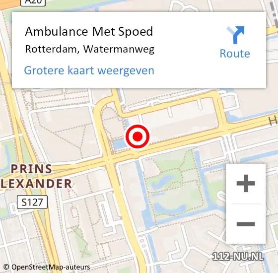Locatie op kaart van de 112 melding: Ambulance Met Spoed Naar Rotterdam, Watermanweg op 13 december 2023 09:00