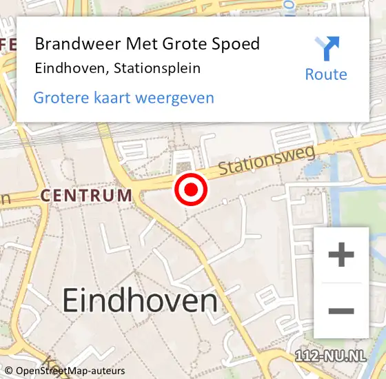 Locatie op kaart van de 112 melding: Brandweer Met Grote Spoed Naar Eindhoven, Stationsplein op 13 december 2023 09:05