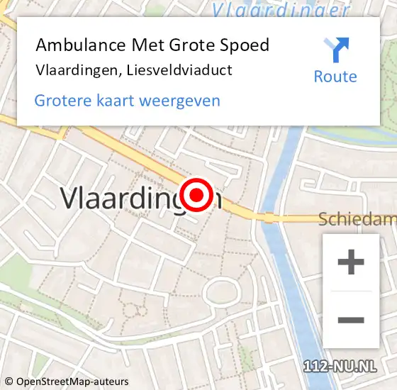 Locatie op kaart van de 112 melding: Ambulance Met Grote Spoed Naar Vlaardingen, Liesveldviaduct op 13 december 2023 09:18