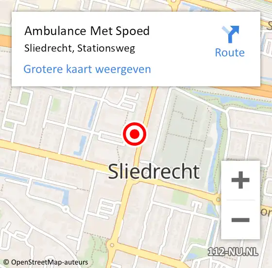 Locatie op kaart van de 112 melding: Ambulance Met Spoed Naar Sliedrecht, Stationsweg op 13 december 2023 09:23