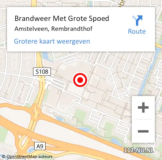 Locatie op kaart van de 112 melding: Brandweer Met Grote Spoed Naar Amstelveen, Rembrandthof op 13 december 2023 09:39