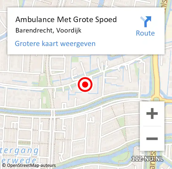 Locatie op kaart van de 112 melding: Ambulance Met Grote Spoed Naar Barendrecht, Voordijk op 13 december 2023 09:58