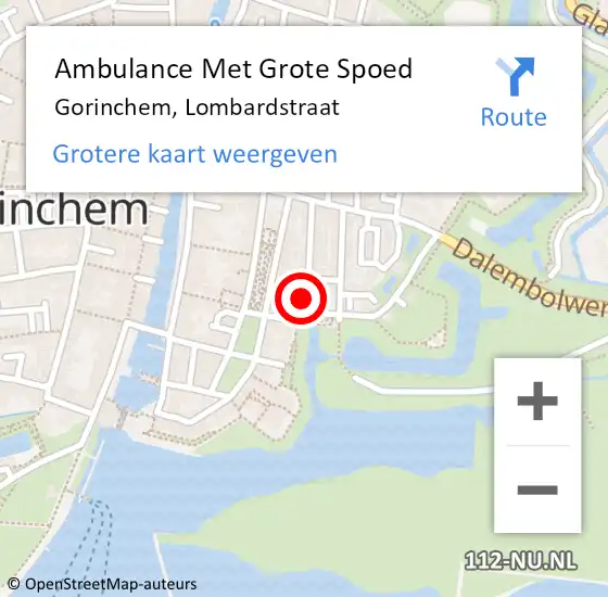 Locatie op kaart van de 112 melding: Ambulance Met Grote Spoed Naar Gorinchem, Lombardstraat op 13 december 2023 10:16