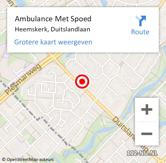 Locatie op kaart van de 112 melding: Ambulance Met Spoed Naar Heemskerk, Duitslandlaan op 13 december 2023 10:28