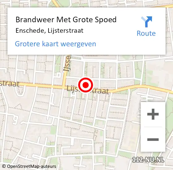 Locatie op kaart van de 112 melding: Brandweer Met Grote Spoed Naar Enschede, Lijsterstraat op 13 december 2023 10:40