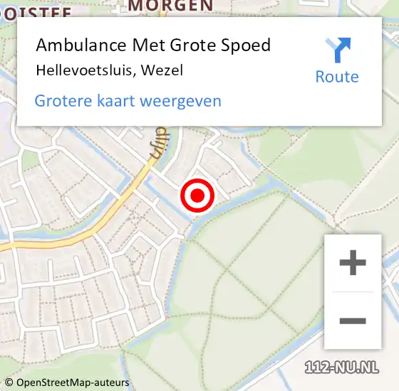 Locatie op kaart van de 112 melding: Ambulance Met Grote Spoed Naar Hellevoetsluis, Wezel op 13 december 2023 13:08