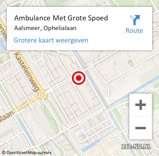 Locatie op kaart van de 112 melding: Ambulance Met Grote Spoed Naar Aalsmeer, Ophelialaan op 13 december 2023 13:13