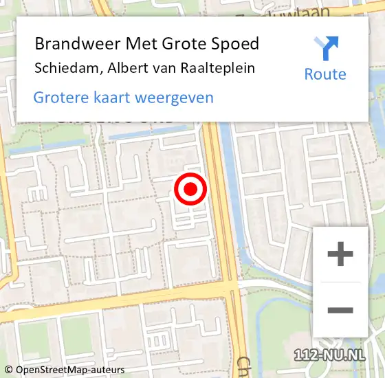 Locatie op kaart van de 112 melding: Brandweer Met Grote Spoed Naar Schiedam, Albert van Raalteplein op 13 december 2023 14:00