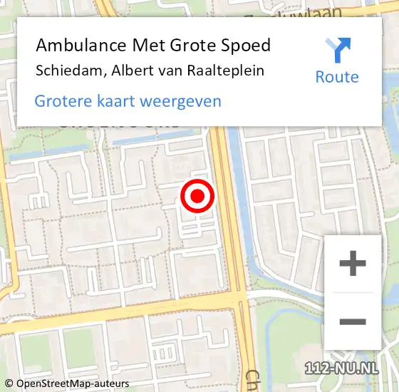 Locatie op kaart van de 112 melding: Ambulance Met Grote Spoed Naar Schiedam, Albert van Raalteplein op 13 december 2023 14:00