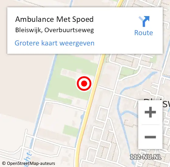 Locatie op kaart van de 112 melding: Ambulance Met Spoed Naar Bleiswijk, Overbuurtseweg op 13 december 2023 14:08