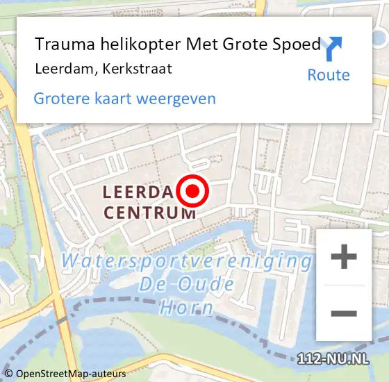 Locatie op kaart van de 112 melding: Trauma helikopter Met Grote Spoed Naar Leerdam, Kerkstraat op 13 december 2023 14:15