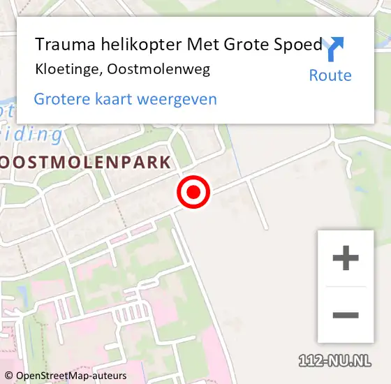 Locatie op kaart van de 112 melding: Trauma helikopter Met Grote Spoed Naar Kloetinge, Oostmolenweg op 13 december 2023 14:25