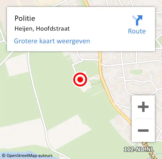 Locatie op kaart van de 112 melding: Politie Heijen, Hoofdstraat op 13 december 2023 14:30