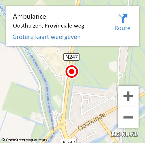Locatie op kaart van de 112 melding: Ambulance Oosthuizen, Provinciale weg op 13 december 2023 14:45