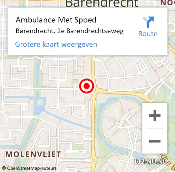Locatie op kaart van de 112 melding: Ambulance Met Spoed Naar Barendrecht, 2e Barendrechtseweg op 13 december 2023 14:50