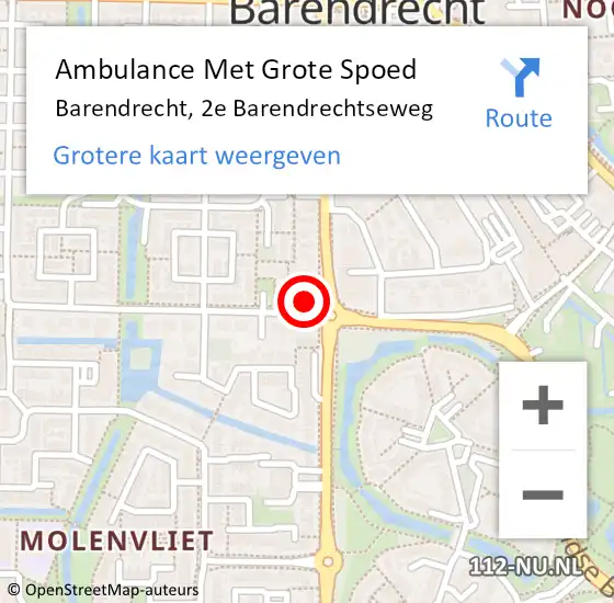 Locatie op kaart van de 112 melding: Ambulance Met Grote Spoed Naar Barendrecht, 2e Barendrechtseweg op 13 december 2023 15:00
