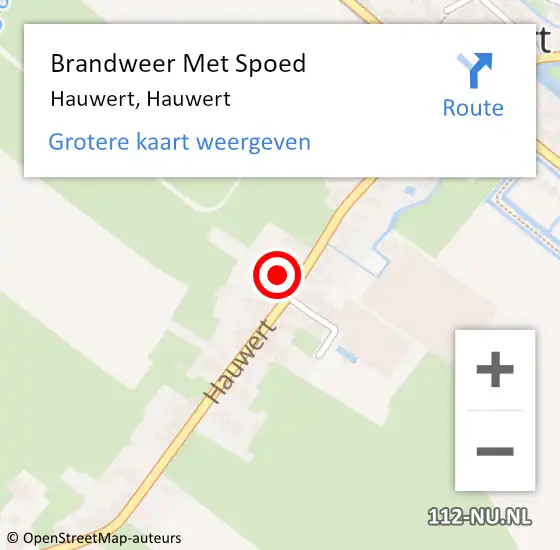 Locatie op kaart van de 112 melding: Brandweer Met Spoed Naar Hauwert, Hauwert op 13 december 2023 15:06