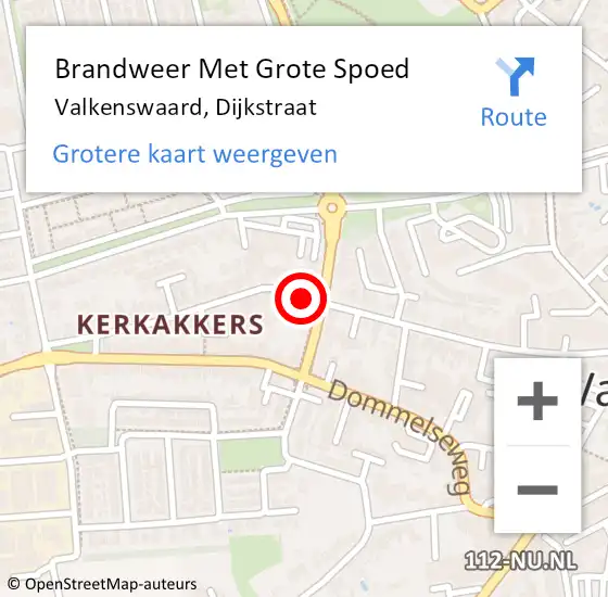 Locatie op kaart van de 112 melding: Brandweer Met Grote Spoed Naar Valkenswaard, Dijkstraat op 13 december 2023 15:23