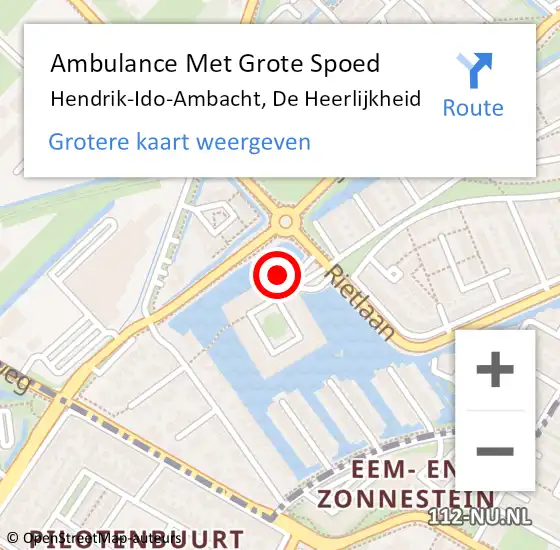 Locatie op kaart van de 112 melding: Ambulance Met Grote Spoed Naar Hendrik-Ido-Ambacht, De Heerlijkheid op 13 december 2023 15:27