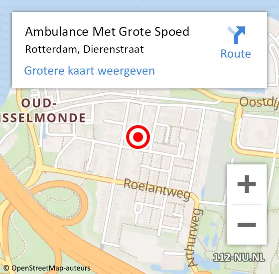 Locatie op kaart van de 112 melding: Ambulance Met Grote Spoed Naar Rotterdam, Dierenstraat op 13 december 2023 16:00