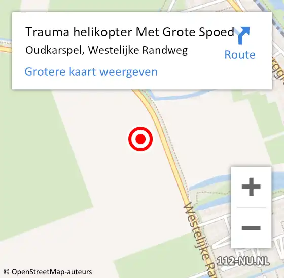 Locatie op kaart van de 112 melding: Trauma helikopter Met Grote Spoed Naar Oudkarspel, Westelijke Randweg op 13 december 2023 16:09