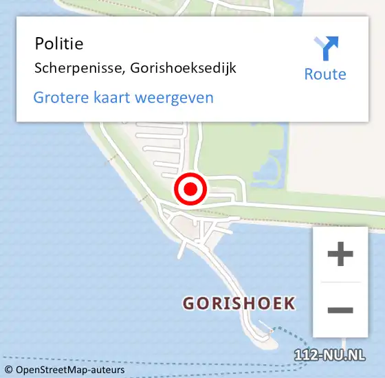 Locatie op kaart van de 112 melding: Politie Scherpenisse, Gorishoeksedijk op 13 december 2023 16:24