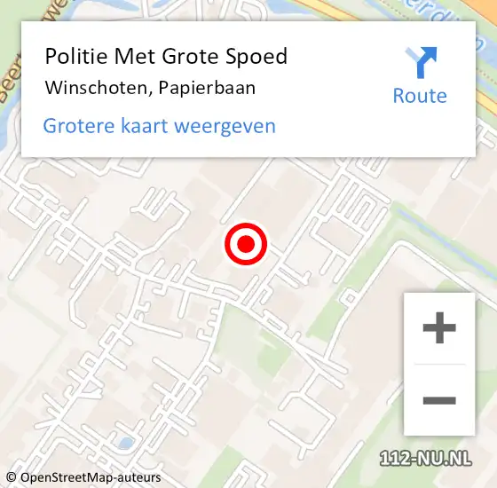 Locatie op kaart van de 112 melding: Politie Met Grote Spoed Naar Winschoten, Papierbaan op 13 december 2023 16:59