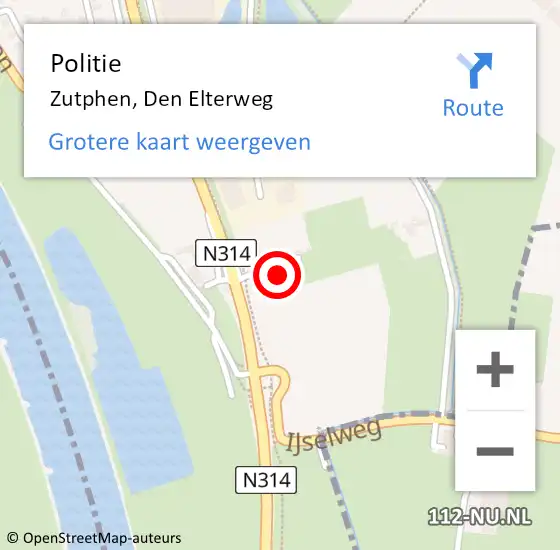 Locatie op kaart van de 112 melding: Politie Zutphen, Den Elterweg op 13 december 2023 17:51