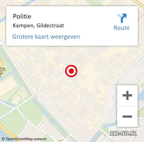 Locatie op kaart van de 112 melding: Politie Kampen, Gildestraat op 13 december 2023 19:10