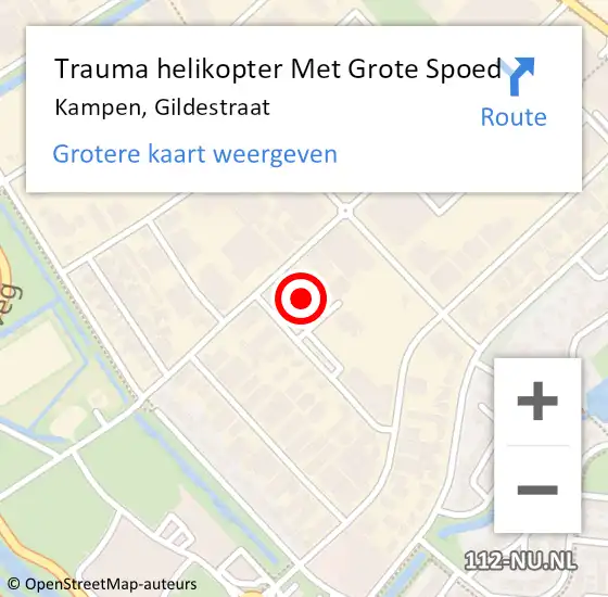 Locatie op kaart van de 112 melding: Trauma helikopter Met Grote Spoed Naar Kampen, Gildestraat op 13 december 2023 19:11