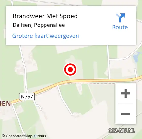 Locatie op kaart van de 112 melding: Brandweer Met Spoed Naar Dalfsen, Poppenallee op 13 december 2023 20:27
