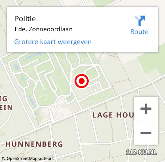 Locatie op kaart van de 112 melding: Politie Ede, Zonneoordlaan op 13 december 2023 20:31