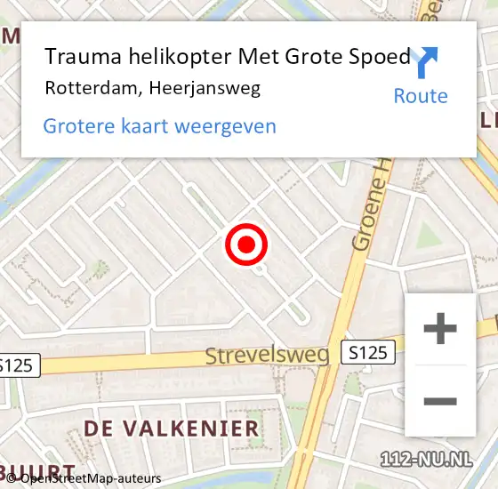 Locatie op kaart van de 112 melding: Trauma helikopter Met Grote Spoed Naar Rotterdam, Heerjansweg op 13 december 2023 20:39
