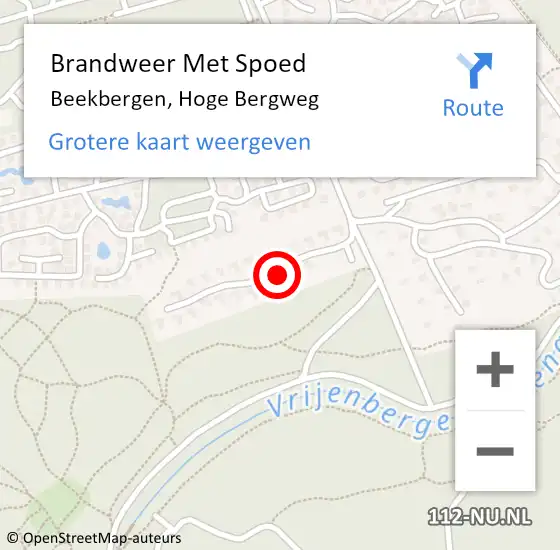 Locatie op kaart van de 112 melding: Brandweer Met Spoed Naar Beekbergen, Hoge Bergweg op 13 december 2023 22:07