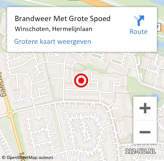 Locatie op kaart van de 112 melding: Brandweer Met Grote Spoed Naar Winschoten, Hermelijnlaan op 14 december 2023 00:10