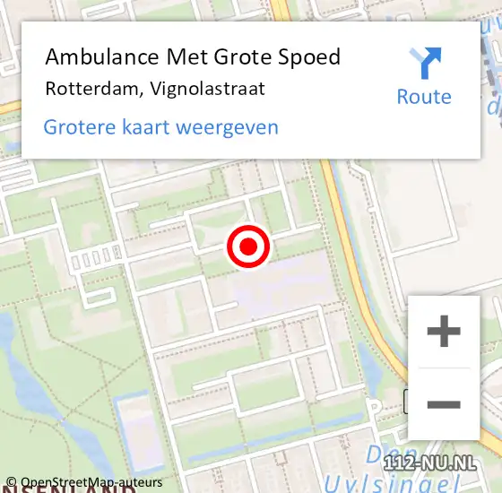 Locatie op kaart van de 112 melding: Ambulance Met Grote Spoed Naar Rotterdam, Vignolastraat op 14 december 2023 01:04