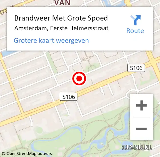 Locatie op kaart van de 112 melding: Brandweer Met Grote Spoed Naar Amsterdam, Eerste Helmersstraat op 14 december 2023 01:15