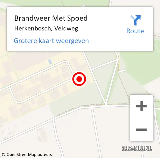 Locatie op kaart van de 112 melding: Brandweer Met Spoed Naar Herkenbosch, Veldweg op 14 december 2023 01:48